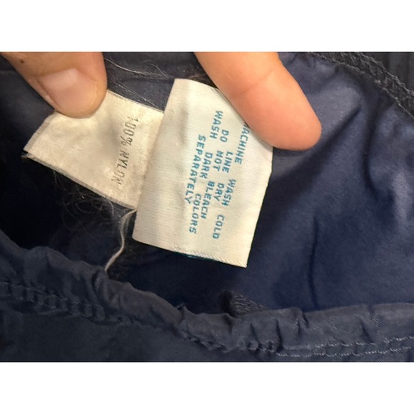 Adidas Unisex Windbreaker Pants L Navy Blue Pull Tie Band Zipper Leg Vintage Y2K - Picture 6 of 13